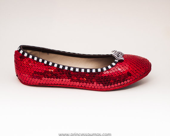 Hochzeit - Sequin Red Black White Ballet Flats Shoes