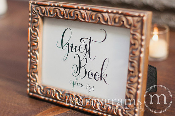 Mariage - Guest Book Table Card Sign - Please Sign - Wedding Reception Seating Signage - Chalkboard Style, Black, Matching Numbers Available - SS07