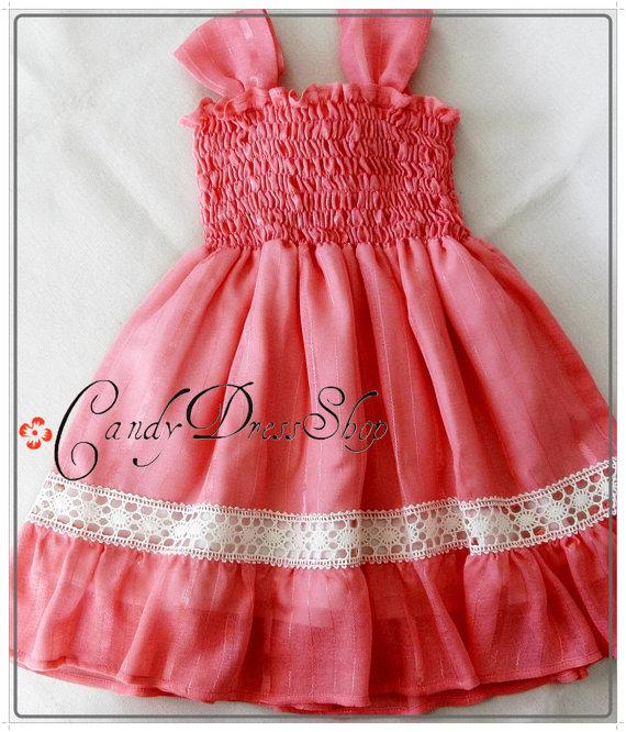 Wedding - Girls Coral orange dress - Organic cotton and silk dress - Flower girl dress - Birthday dress - Baby Coral orange dress - Lined dress