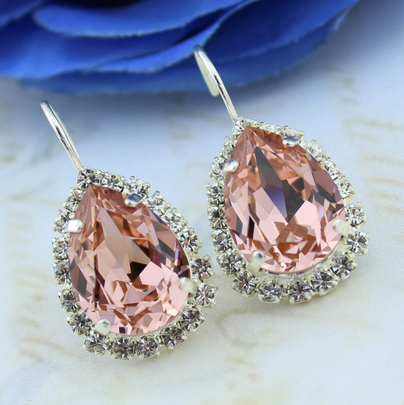 Wedding - Blush Pink Bridal Earring - Pink Bridesmaid Jewelry - Blush Pink Bridesmaid Jewelry - Vintage Pink Drop Earring - Bridal Earring - Rose Pink