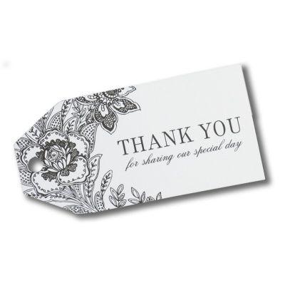Wedding - White Dramatic Floral Favor Cards