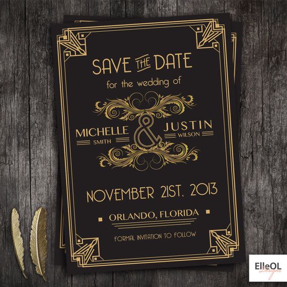 Mariage - Great Gatsby Art Deco Wedding Save The Date