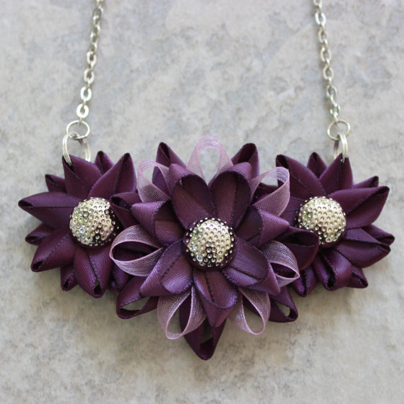زفاف - Plum Necklace, Purple Necklace, Cluster Necklace, Aubergine Necklace, Plum Jewelry, Aubergine Jewelry, Amethyst Jewelry, Plum Wedding