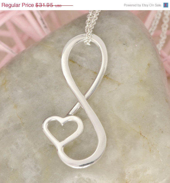زفاف - Summer Sale Infinity Pendant - Heart Necklace - Infinity Jewelry - Heart Jewelry - Argentium Sterling Silver - Handmade