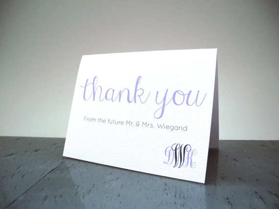 Wedding - Thank you from the FUTURE MRS. cards - Wedding Shower Thank You Cards - Bride to be - Customize - Wedding Colors - 16 Cards & Envelopes