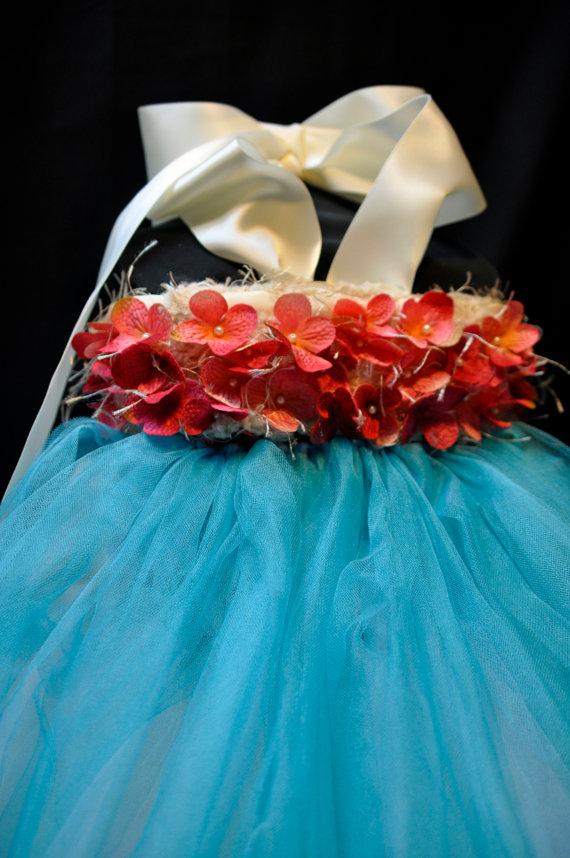 Hochzeit - Turquoise Flower Girl Dress