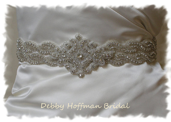 Hochzeit - Beaded Rhinestone Crystal Bridal Belt, 25 inch Wedding Dress Sash, Belt, No. 1126S2-1161-25, Weddings, Bridal Accessories, Belts and Sashes