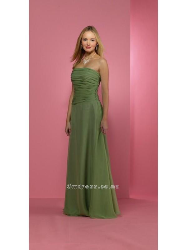 زفاف - A line Strapless Chiffon Green Chiffon DressSKU: MOB0004