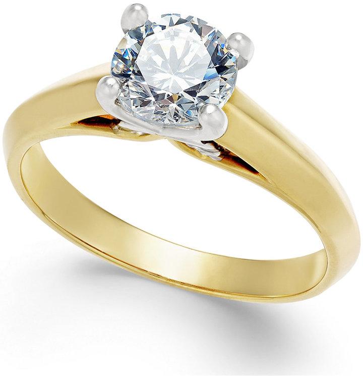 زفاف - X3 Certified Diamond Engagement Ring in 18k White and Yellow Gold (1 ct. t.w.)