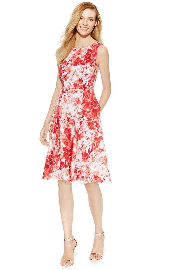 زفاف - Adrianna Papell Floral-Print Sleeveless A-Line Dress