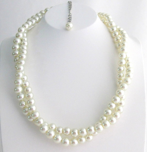 زفاف - Ivory Pearl Necklace Twisted Pearl Necklace Double Strand Necklace Bridesmaid, Flower Girl, Bridal Necklace Free Shipping In USA