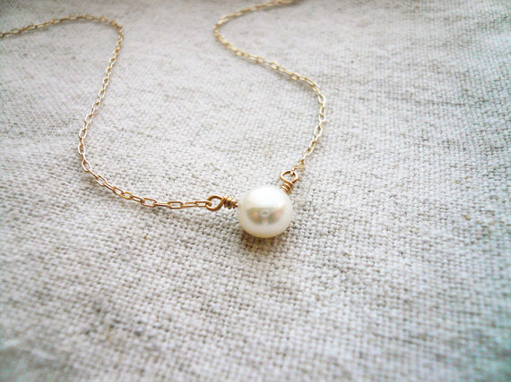 Свадьба - Perfect Pearl Necklace - Fresh Water Pearl and Gold Filled - Sweet and Simple Dainty Jewelry