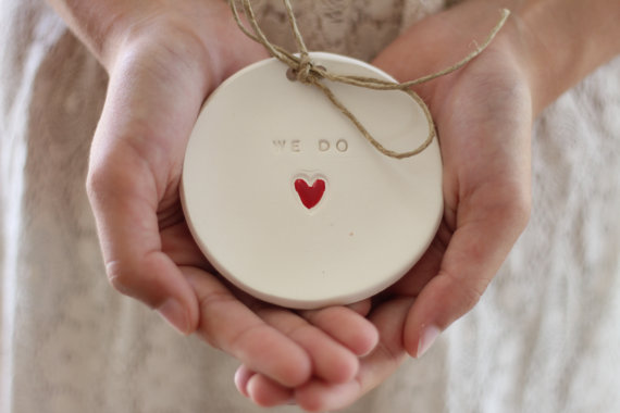 Mariage - Ring bearer pillow alternative, Wedding ring bearer We Do Ring dish Ring pillow alternative Ceramic ring holder