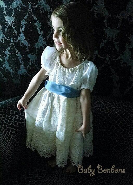 Свадьба - Vintage lace Tea Length Flower Girl Dress by Rosanna Hope for Babybonbons  Pageants, Communion, Tea Parties