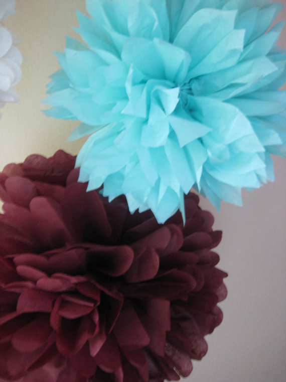 زفاف - Sale - 2 Tissue Papered Pom Poms - Pick your Color - Custom DIY Decor Kit
