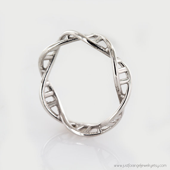 زفاف - Sterling Silver DNA Ring- DNA Ring ,925 Sterling Silver DNA ring Chemistry Ring, Science Ring,Bridesmaid Gift,Idea Fashion Ring