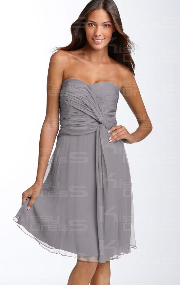 زفاف - Grey Short/Knee Length Bridesmaid Dress