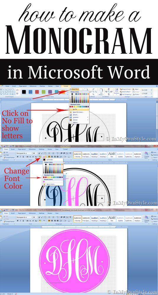 Свадьба - How To Create A Monogram Using Microsoft Word
