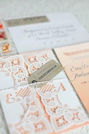 Mariage - Erin   Andrew's Ombre Watercolor And Letterpress Wedding Invitations