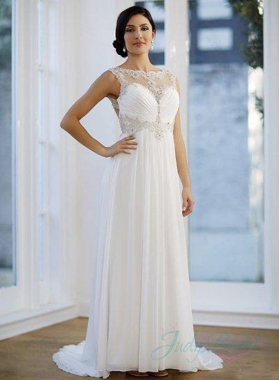 زفاف - JW15165 sexy illusion embroidery top cut out back chiffon wedding dress