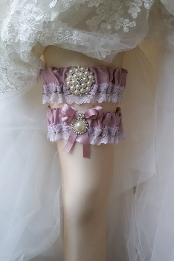 Mariage - Wedding leg garter, Wedding Garter Set , Ribbon Garter Set , Wedding Accessory, Pink Lace accessories, Bridal garter