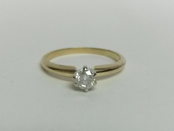 زفاف - Estate 14k Yellow Gold .25ct Diamond Ring Engagement Wedding Anniversary