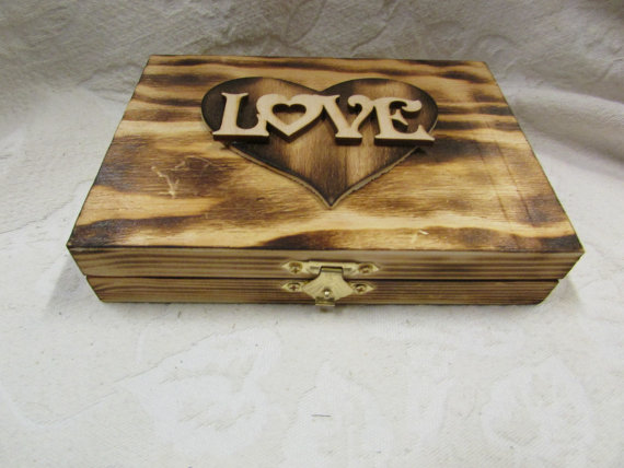 Wedding - Rustic Wood Burned Personalized Ring bearer Box Barn Wedding Rustic Wedding Country Wedding