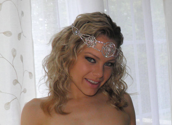 زفاف - Rhinestone Headband, Grecian Headpiece, Wedding Hair Accessory, Crystal Headband, Sash, Belt