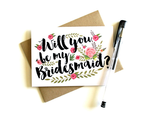 Hochzeit - Bridesmaid Card 'Will You Be My Bridesmaid' - Greeting Card, Bridesmaid, Wedding Card, Floral Card, Bridal Party