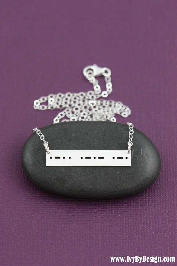 زفاف - Morse Code Necklace - Morse Code Jewelry - Silver Bar Necklace - Personalized Wedding Jewelry - Custom Word-Bridesmaid Gift - Morse Necklace