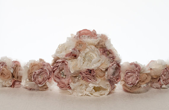زفاف - Custom fabric brooch bouquet reserved for Alex