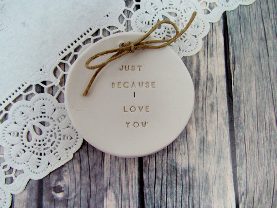 Hochzeit - Ring bearer pillow alternative,  Just because I love you ring bearer Ring dish Ceramic ring plate