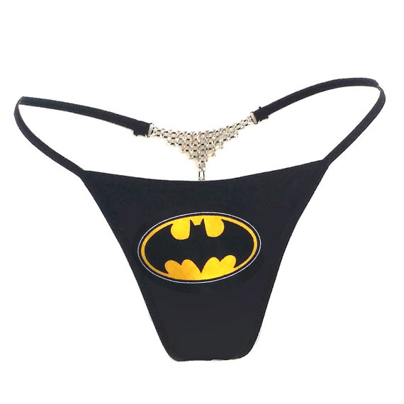 Hochzeit - DC Comics Sexy Lingerie, Batman Logo Patched Rhinestone Bikini Thong, Batman Underwear, Batman Thong with Rhinestone, Sexy Thong