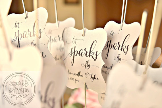 Wedding - Sparkler Tags, Sparkler Labels, Sparkler Sleeves, Sparkler Exit Tags, Wedding Sparkler Send Off, Wedding Favors (SP07) - Set of 24