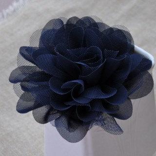 زفاف - navy blue chiffon rosette, chic rosette, shabby chiffon rosette, chiffon rose flowers, wedding decors, bouquet supply, corsage flower