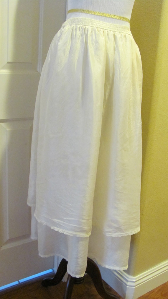 Wedding - Soft Vintage Ivory White Ladies Silk Half Slip  Under skirt Petticoat