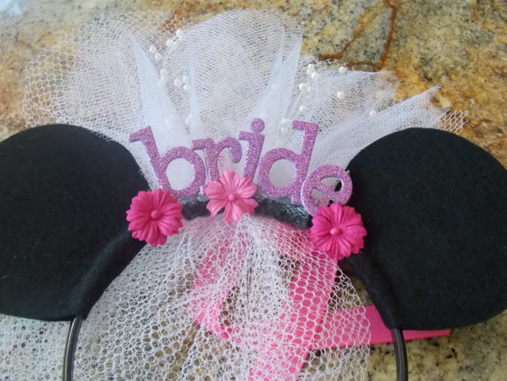 Hochzeit - Minnie Mouse Bride Party Headband for new  Bride to be , Bride Gift, Bridal Shower and  Bachelorette Gift