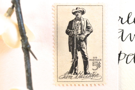 زفاف - Texas Postage Stamp Set of 10 Vintage Sam Houston Stamps for Mailing Wedding Invitations // Cards // Save the Dates