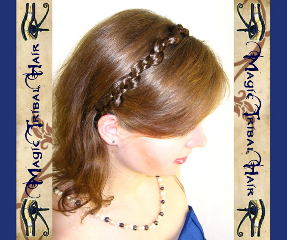 Wedding - CUSTOM elf TIARA braid HEADBAND hairband Fairy crown hair piece Fantasy Wedding wiglet Tribal Fusion Belly Dance extension