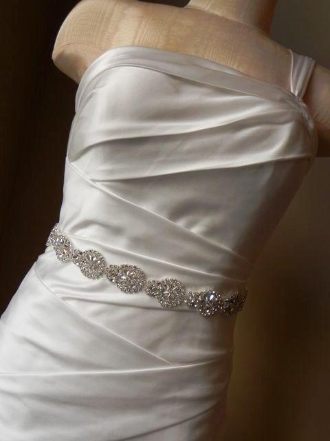 زفاف - Crystal Rosette Bridal Sash - Wedding Dress Belt