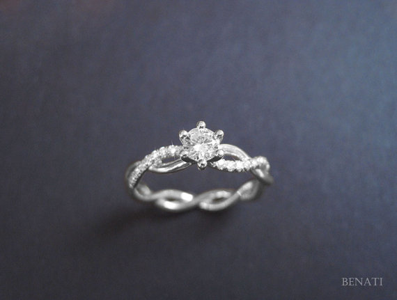 Wedding - Diamond Engagement Infinity Love Ring - Infinity Diamond Engagement Ring - 14k Gold & Diamonds, Braided Rope Diamond Ring, Diamond Infinity