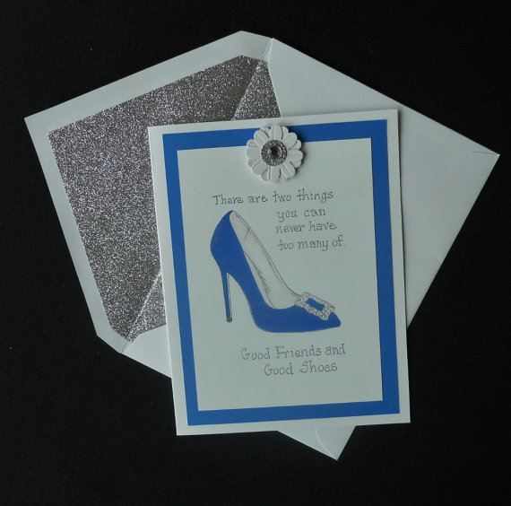 زفاف - Blue Shoe Friendship Card with Glitter Envelope