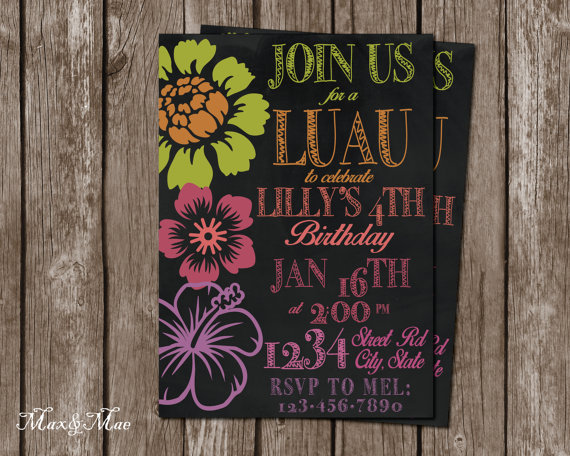 Wedding - Luau Birthday Invitation, Hawaiian Luau Party, Bridal Shower Luau, Birthday Luau, Matching Thank You, Printable, Digital
