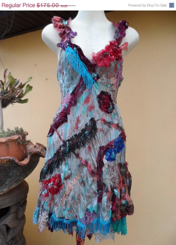 Wedding - 20%OFF RESERVED20 PercentOFF vintage inspired bohemian gypsy dress,,,small to firm 38" bust...
