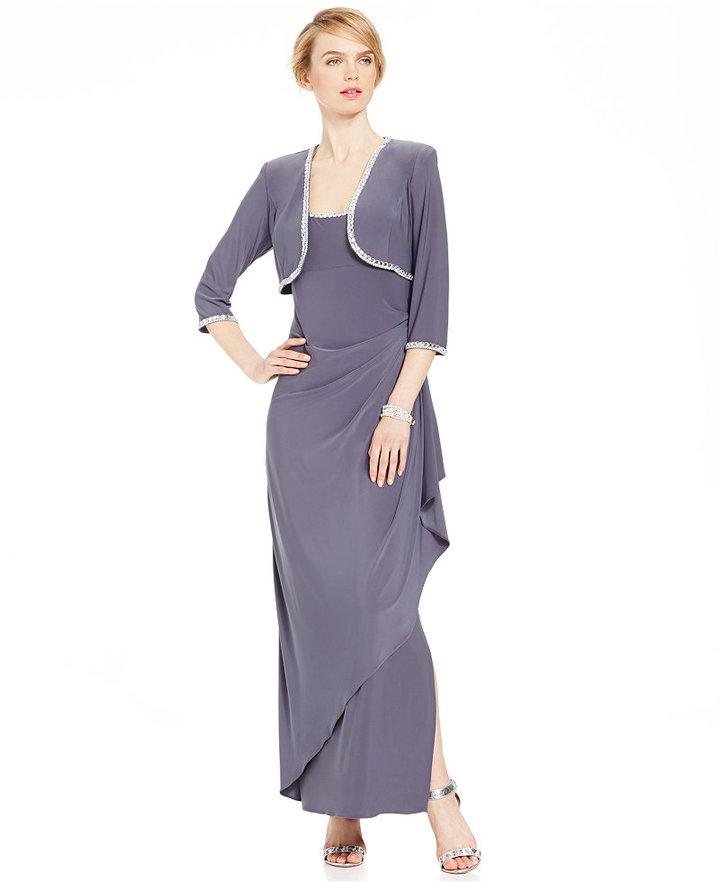 Wedding - Alex Evenings Embellished Draped Gown and Jacket Set