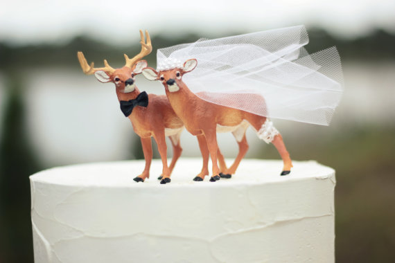زفاف - Deer wedding cake topper-Hunting wedding cake topper-Deer bride and groom-Hunting-Buck-Wedding Cake Topper