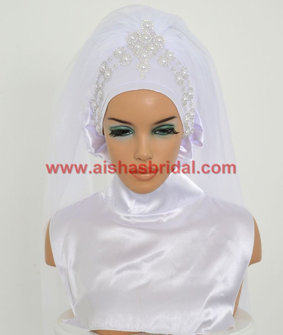 Hochzeit - Ready To Wear Bridal Hijab  Code: HGT-0460 Muslim Bride, Modest Bride, Veil, Wedding