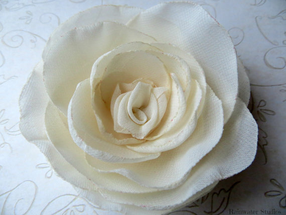 Wedding - Ivory Vanilla Cream Wedding Hair Flower, Ivory Hair Fascinator, Bridal Hair Accessory, Hair Clip