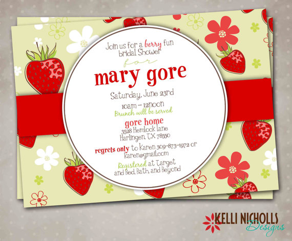 Mariage - Custom Strawberry Berry Bridal Shower Invite, Wedding Shower Invitation