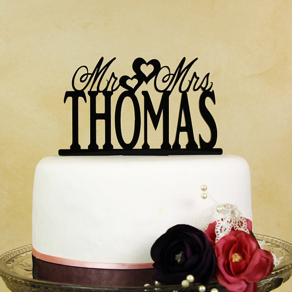 زفاف - Wedding cake topper Mr. and Mrs. personalized "in your name" by Distinctly Inspired (style F-2)